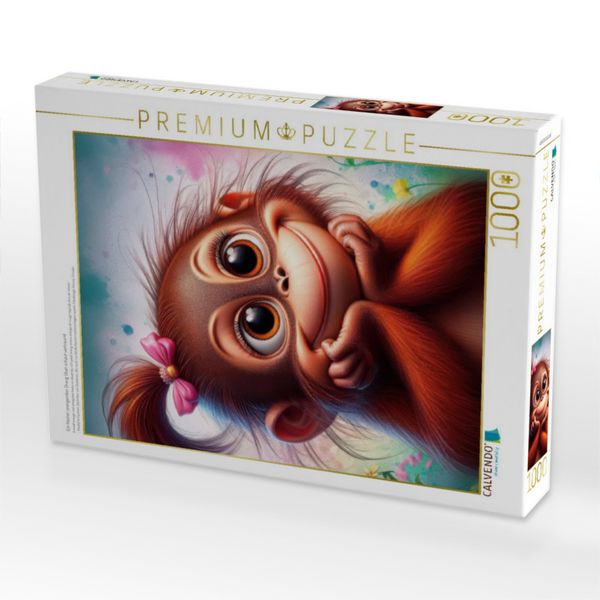 Produktbild: CALVENDO Puzzle Ein kleiner orangeroter Orang Utan schaut vertr&auml;umt | 1000 Teile Lege-Gr&ouml;&szlig;e 64x48cm Foto-Puzzle f&uuml;r gl&uuml;ckliche Stunden