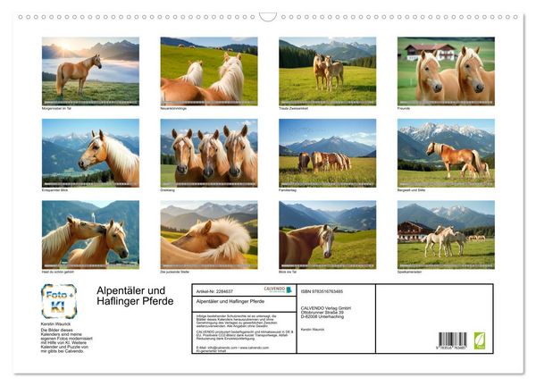 Produktbild: Alpent&auml;ler und Haflinger Pferde (Wandkalender 2027 DIN A2 quer), CALVENDO Monatskalender