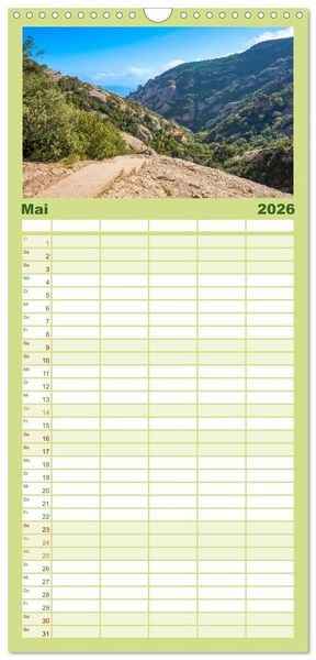Produktbild: Familienplaner 2026 - Montserrat Wanderung mit 5 Spalten (Wandkalender, 21 x 45 cm) CALVENDO