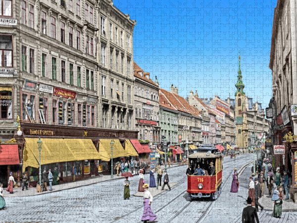 Produktbild: CALVENDO Puzzle Wien - Mariahilferstra&szlig;e 1908 (Koloration aus Schwarzwei&szlig;fotografie) | 1000 Teile Lege-Gr&ouml;&szlig;e 64x48cm Foto-Puzzle f&uuml;r gl&uuml;ckliche Stunde