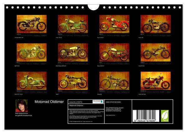 Produktbild: Motorrad Oldtimer (Wandkalender 2026 DIN A4 quer), CALVENDO Monatskalender