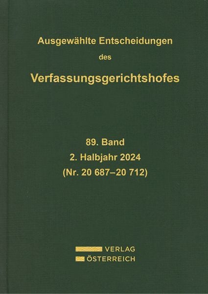 Produktbild: Ausgew&auml;hlte Entscheidungen des Verfassungsgerichtshofes