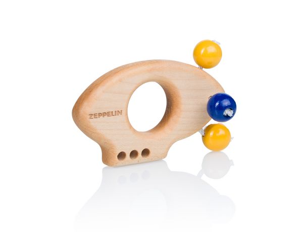 Produktbild: Pfingstweid - Greifling Zeppi aus Ahorn mit Buche Kugeln in blau und gelb, Holz