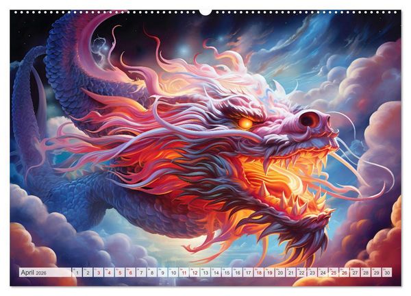 Produktbild: Jahr des Drachen - Im Stil des chinesischen Tierkreiszeichens (Wandkalender 2026 DIN A2 quer), CALVENDO Monatskalender