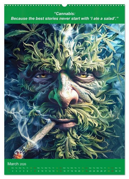 Produktbild: The funniest cannabis pictures and slogans (Wall Calendar 2026 DIN A2 portrait), CALVENDO 12 Month Wall Calendar