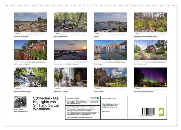 Produktbild: Schweden - Die Highlights von Sm&aring;land bis zur Westk&uuml;ste (hochwertiger Premium Wandkalender 2026 DIN A2 quer), Kunstdruck in Hochglanz