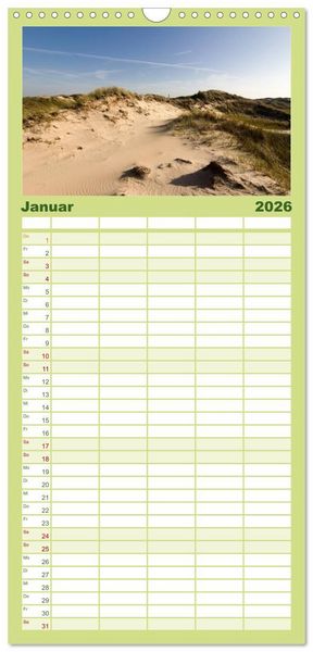 Produktbild: Familienplaner 2026 - Norderney. Meine ostfriesische Insel mit 5 Spalten (Wandkalender, 21 x 45 cm) CALVENDO
