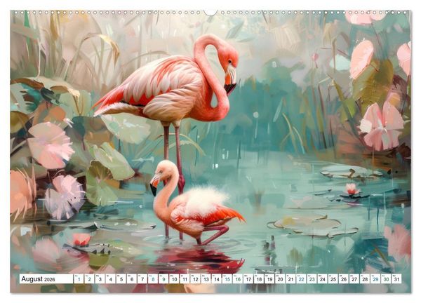 Produktbild: Ein Herz f&uuml;r Flamingos (Wandkalender 2026 DIN A2 quer), CALVENDO Monatskalender