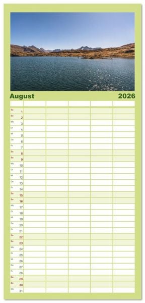 Produktbild: Familienplaner 2026 - Schweizer Alpenp&auml;sse mit 5 Spalten (Wandkalender, 21 x 45 cm) CALVENDO
