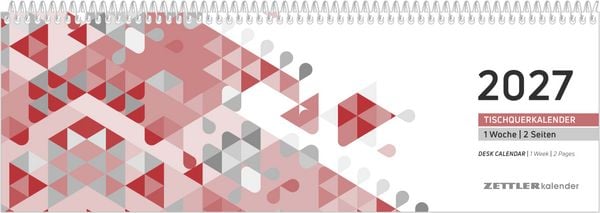 Produktbild: Tischquerkalender 1W/2S rot 2027