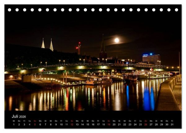 Produktbild: Bremen bei Nacht (Tischkalender 2026 DIN A5 quer), CALVENDO Monatskalender