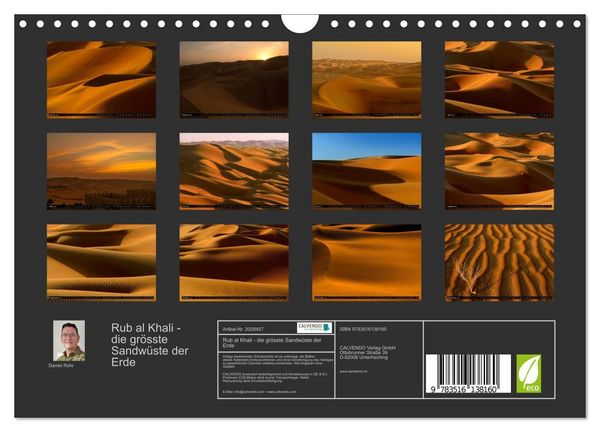 Produktbild: Rub al Khali - die gr&ouml;sste Sandw&uuml;ste der Erde (Wandkalender 2026 DIN A4 quer), CALVENDO Monatskalender