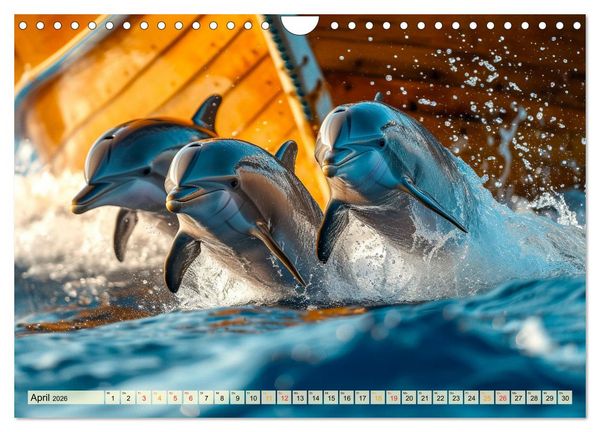 Produktbild: Delfine - schlaue J&auml;ger (Wandkalender 2026 DIN A4 quer), CALVENDO Monatskalender