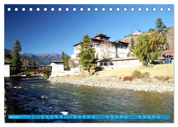 Bhutan - Frieden und Glück im Himalaya (Tischkalender 2024 DIN A5 quer), CALVENDO Monatskalender