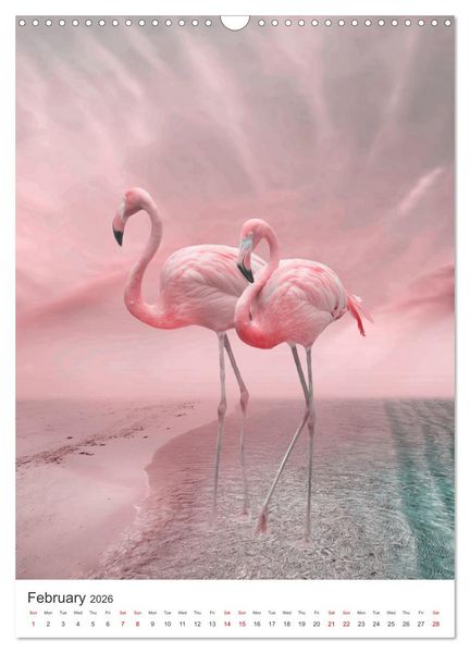Produktbild: Flamingo and the sea (Wall Calendar 2026 DIN A3 portrait), CALVENDO 12 Month Wall Calendar