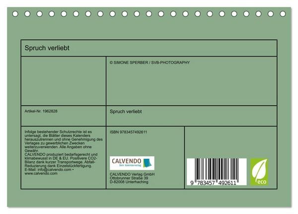 Produktbild: Spruch verliebt (Tischkalender 2026 DIN A5 quer), CALVENDO Monatskalender