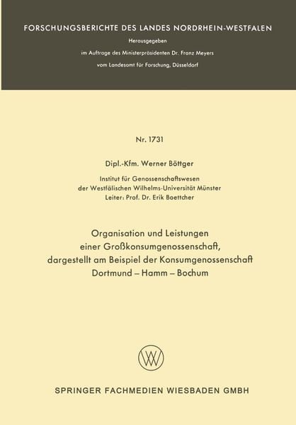 Produktbild: Organisation und Leistungen einer Gro&szlig;konsumgenossenschaft, dargestellt am Beispiel der Konsumgenossenschaft Dortmund-Hamm-Bochum