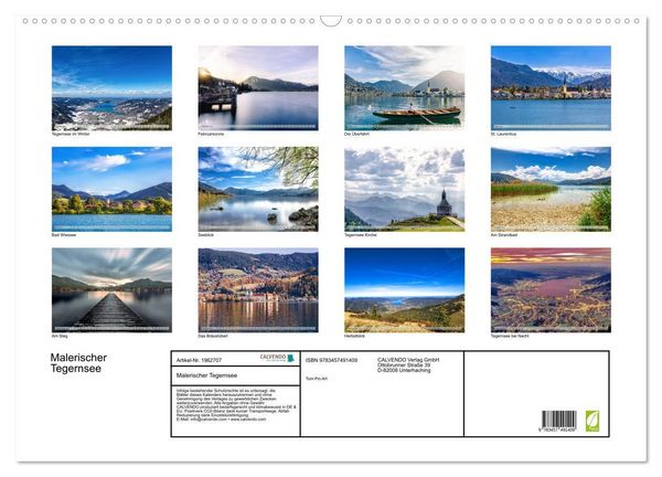Produktbild: Malerischer Tegernsee (Wandkalender 2026 DIN A2 quer), CALVENDO Monatskalender