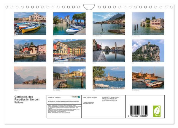 Produktbild: Gardasee, das Paradies im Norden Italiens (Wandkalender 2026 DIN A4 quer), CALVENDO Monatskalender