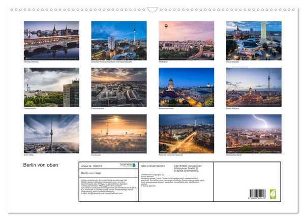 Produktbild: Berlin von oben (Wandkalender 2026 DIN A2 quer), CALVENDO Monatskalender