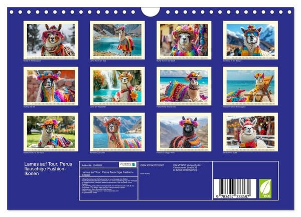 Produktbild: Lamas auf Tour. Perus flauschige Fashion-Ikonen (Wandkalender 2026 DIN A4 quer), CALVENDO Monatskalender
