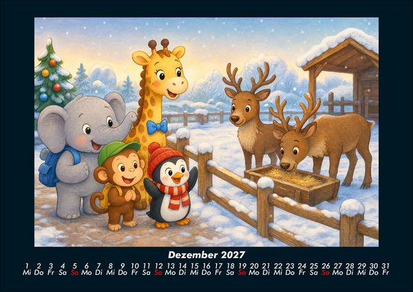 Produktbild: Ein Jahr im Zoo mit Raffi und Freunden 2027 Fotokalender DIN A4