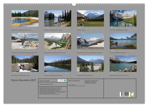 Produktbild: Rocky Mountains 2027 (Wandkalender 2027 DIN A2 quer), CALVENDO Monatskalender