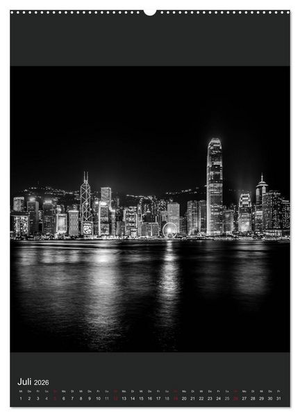 Produktbild: Hongkong schwarzwei&szlig; (hochwertiger Premium Wandkalender 2026 DIN A2 hoch), Kunstdruck in Hochglanz