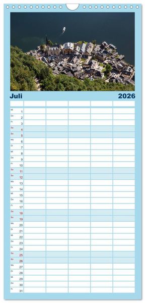 Produktbild: Familienplaner 2026 - Salzkammergut - Die sch&ouml;nsten Seen Ober&ouml;sterreichs mit 5 Spalten (Wandkalender, 21 x 45 cm) CALVENDO