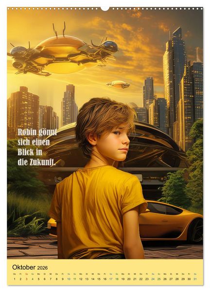 Produktbild: Robin und die Zeitmaschine (hochwertiger Premium Wandkalender 2026 DIN A2 hoch), Kunstdruck in Hochglanz