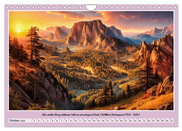 Produktbild: Bergwelt in Bildern und Zitaten (Wandkalender 2026 DIN A4 quer), CALVENDO Monatskalender