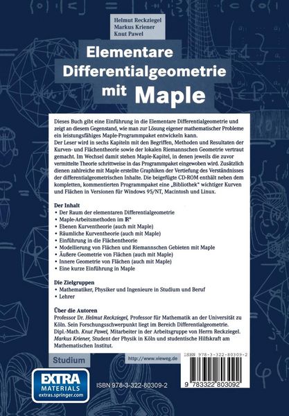 Produktbild: Elementare Differentialgeometrie mit Maple