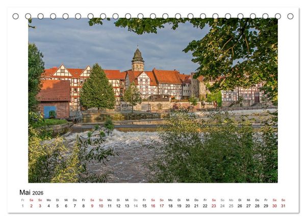 Produktbild: Faszination Fachwerk - an Weser und Ilme (Tischkalender 2026 DIN A5 quer), CALVENDO Monatskalender