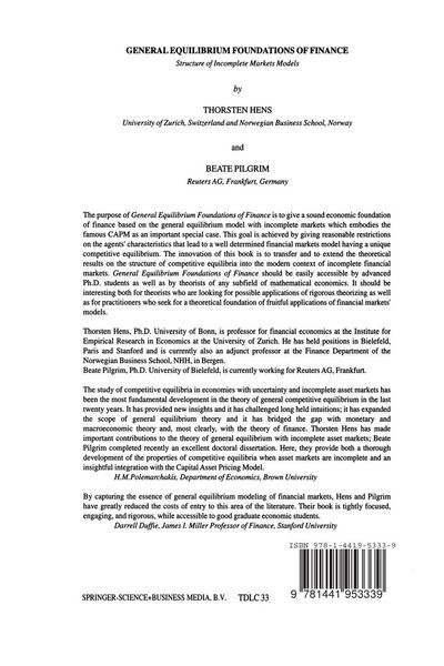 Produktbild: General Equilibrium Foundations of Finance