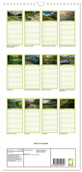 Produktbild: Familienplaner 2027 - Natur im Aostatal mit 5 Spalten (Wandkalender, 21 x 45 cm) CALVENDO