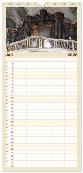 Produktbild: Familienplaner 2026 - Fantastische Welt der Orgeln mit 5 Spalten (Wandkalender, 21 x 45 cm) CALVENDO
