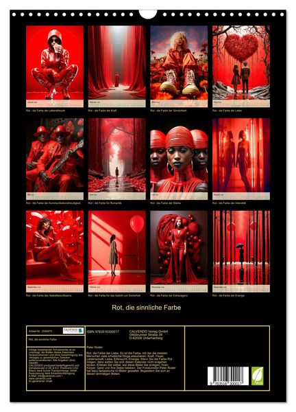 Produktbild: Rot, die sinnliche Farbe (Wandkalender 2026 DIN A3 hoch), CALVENDO Monatskalender