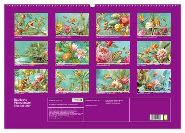 Produktbild: Exotische Pflanzenwelt - Illustrationen (Wandkalender 2027 DIN A2 quer), CALVENDO Monatskalender