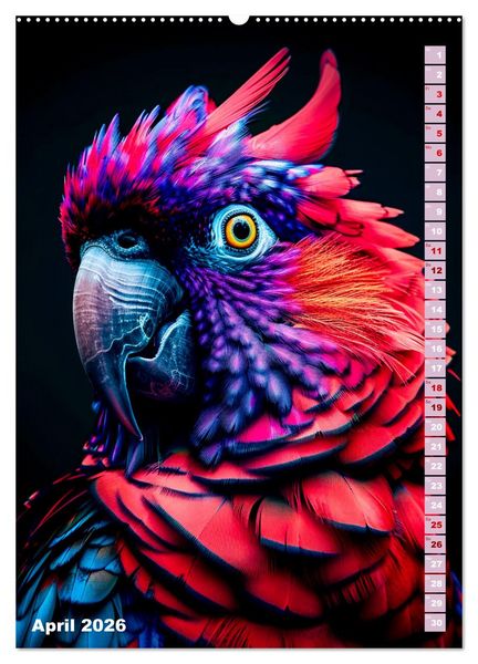 Produktbild: Farbenpracht - Bunte Tierportr&auml;ts (hochwertiger Premium Wandkalender 2026 DIN A2 hoch), Kunstdruck in Hochglanz