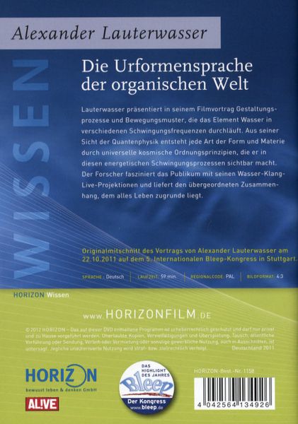 Produktbild: Die Urformensprache der organischen Welt - Alexander Lauterwasser