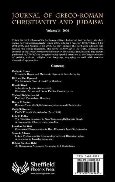 Produktbild: Journal of Greco-Roman Christianity and Judaism 3 (2006)