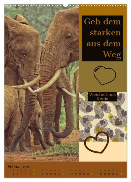 Produktbild: Kenia..mit einem Hauch Poesie - Weisheiten und Zitate (Wandkalender 2026 DIN A2 hoch), CALVENDO Monatskalender