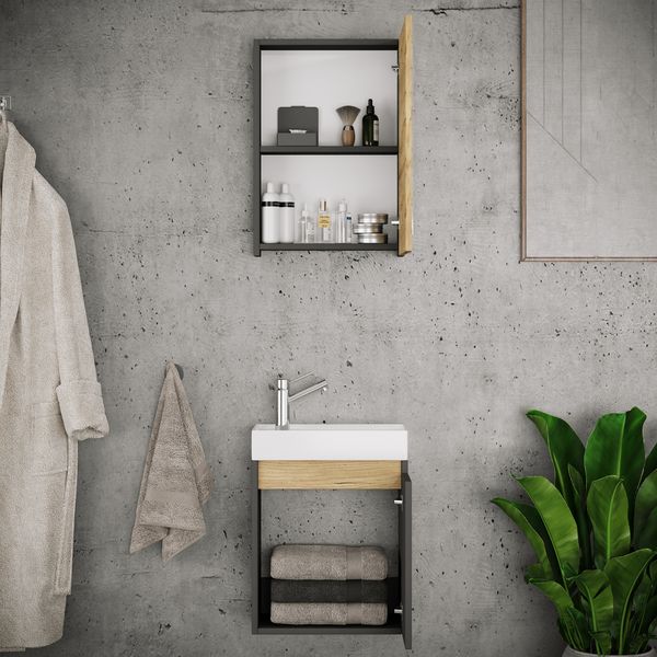 Produktbild: 3 tlg. H&auml;ngeschrank G&auml;ste-WC Waschbecken Softclose Cosila