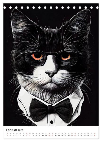 Produktbild: Hipster Katzen (Tischkalender 2026 DIN A5 hoch), CALVENDO Monatskalender