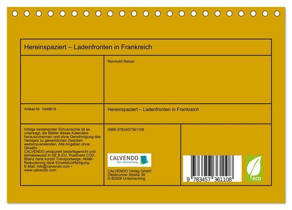 Produktbild: Hereinspaziert &ndash; Ladenfronten in Frankreich (Tischkalender 2026 DIN A5 quer), CALVENDO Monatskalender