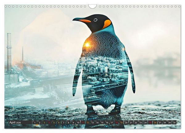 Produktbild: PINGUINE - modern Art (Wandkalender 2026 DIN A3 quer), CALVENDO Monatskalender