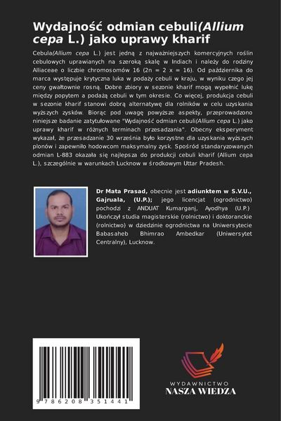 Produktbild: Wydajno&iquest;&iquest; odmian cebuli(Allium cepa L.) jako uprawy kharif