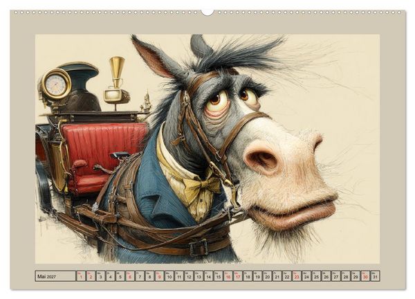 Produktbild: Wundersame Pferde. Karikaturen zwischen Humor, Melancholie und Fantasie (hochwertiger Premium Wandkalender 2027 DIN A2 quer), Kunstdruck in Hochglanz