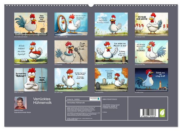 Produktbild: Verr&uuml;cktes H&uuml;hnervolk (hochwertiger Premium Wandkalender 2026 DIN A2 quer), Kunstdruck in Hochglanz