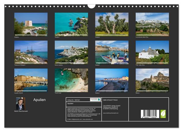 Produktbild: Apulien (Wandkalender 2026 DIN A3 quer), CALVENDO Monatskalender